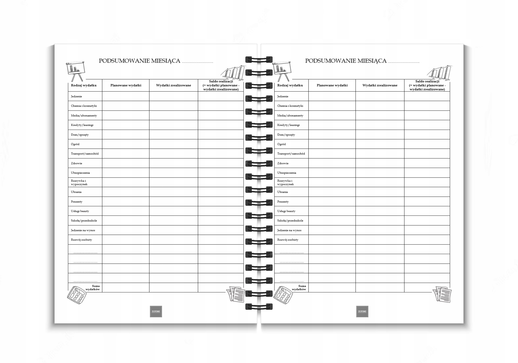Planer finansowy B5 budżetowy organizer domowy SHADOW Rozmiar B5