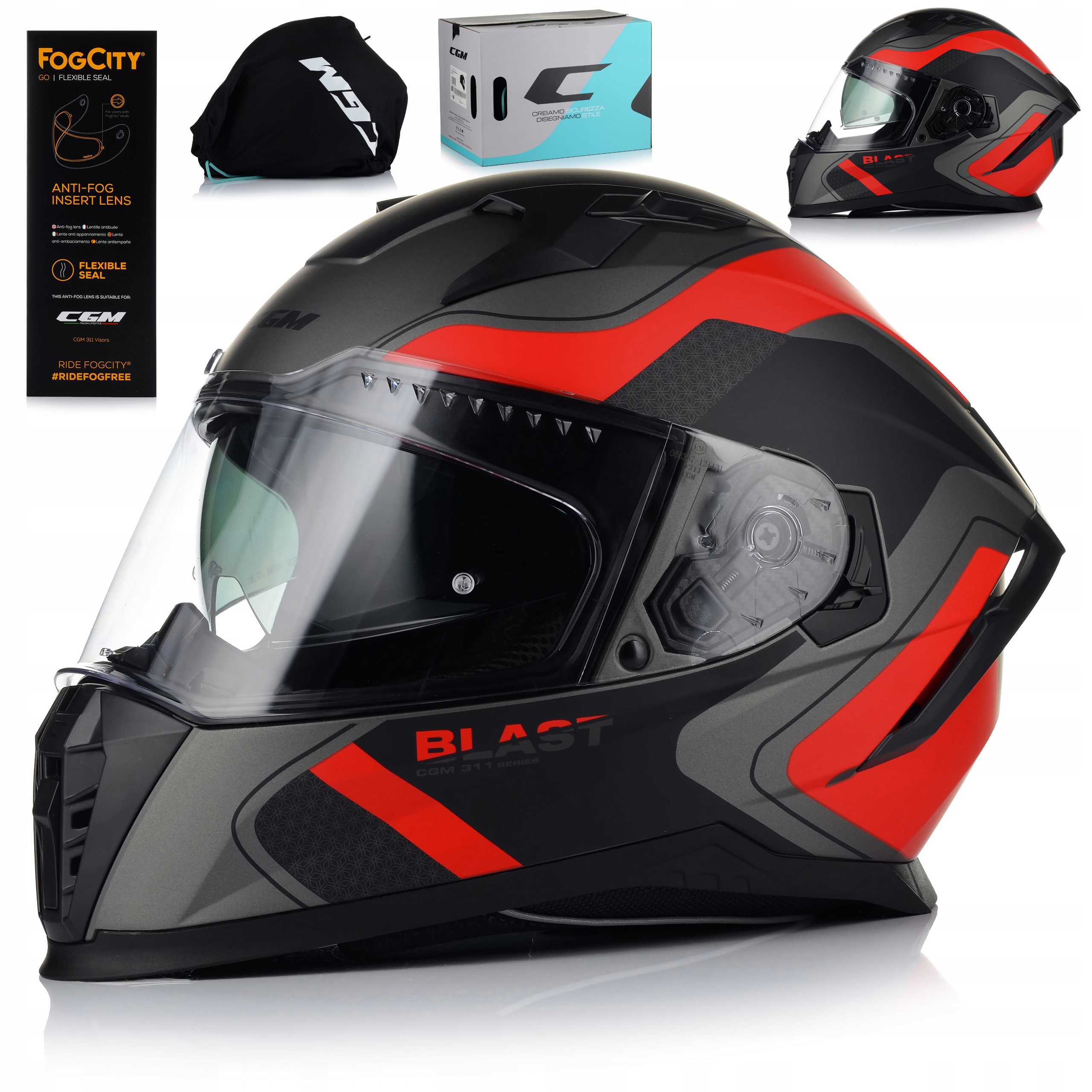 Motocyklová Přilba Cgm 311A Blast Race Červená Ecer 22.06 Blenda Antifog