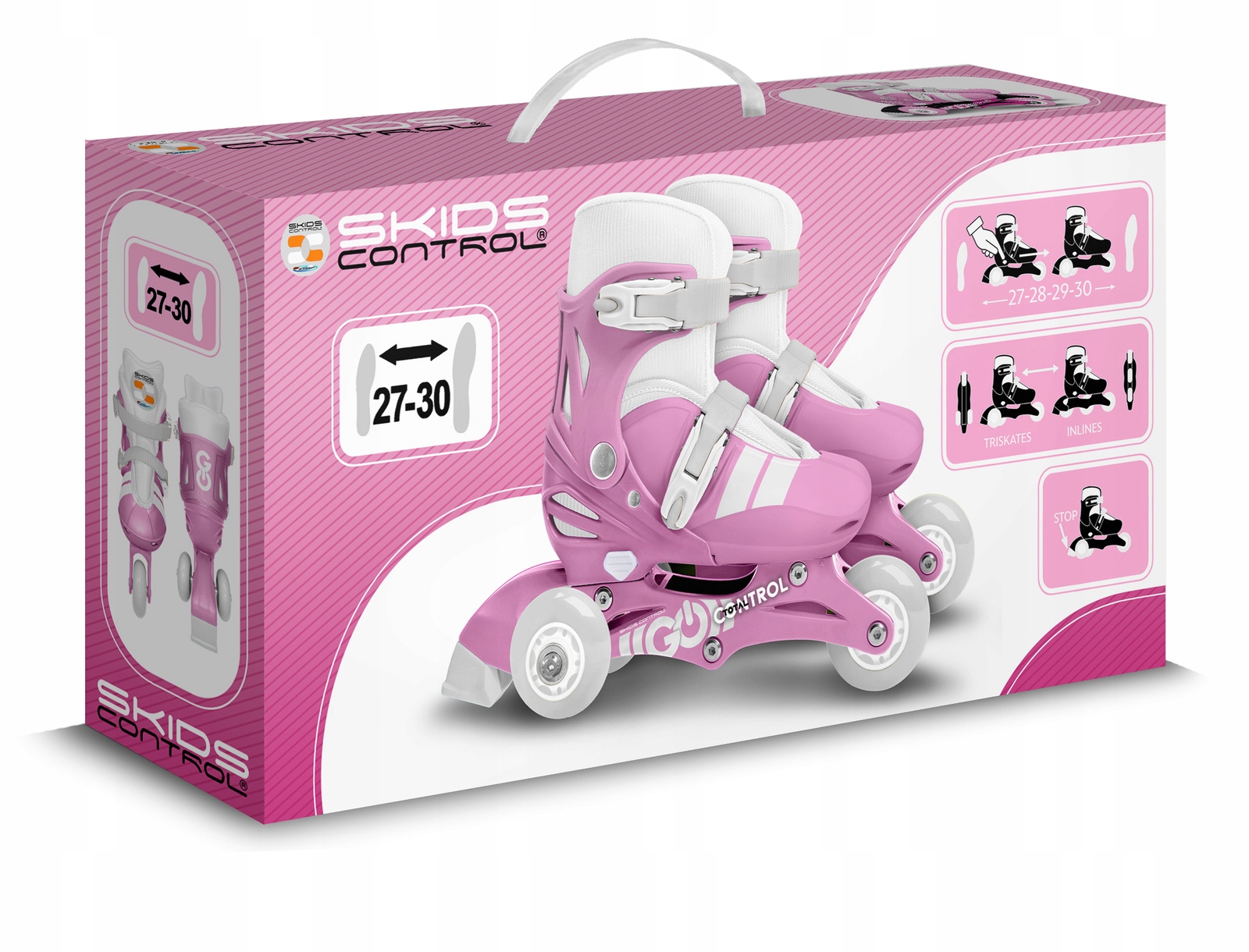 Kolečkové Brusle Kolečkové Brusle 2V1 Kolečko-kolečkové Brusle Nastavitelné 27-30 Pro Dítě Růžové