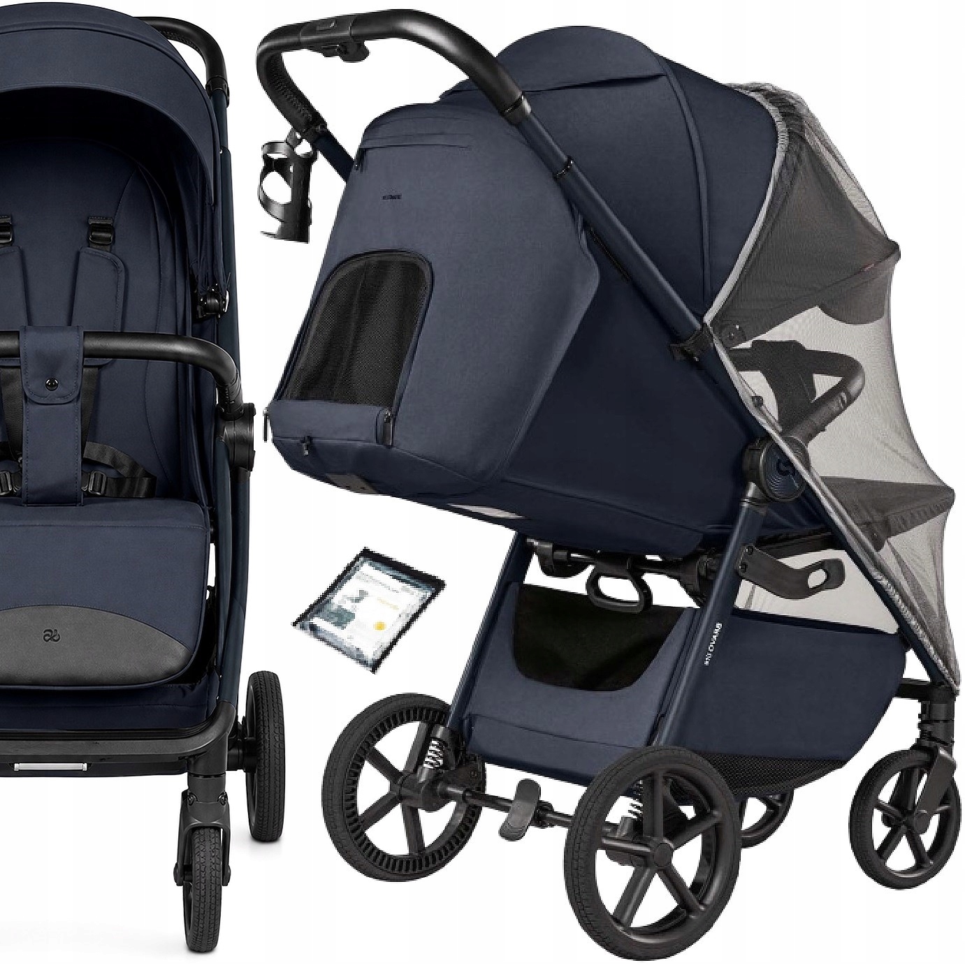 Carrello Lekki Wózek Led Bravo Lite Deluxe Duże Koła Okrycie M&k&f, M Blue