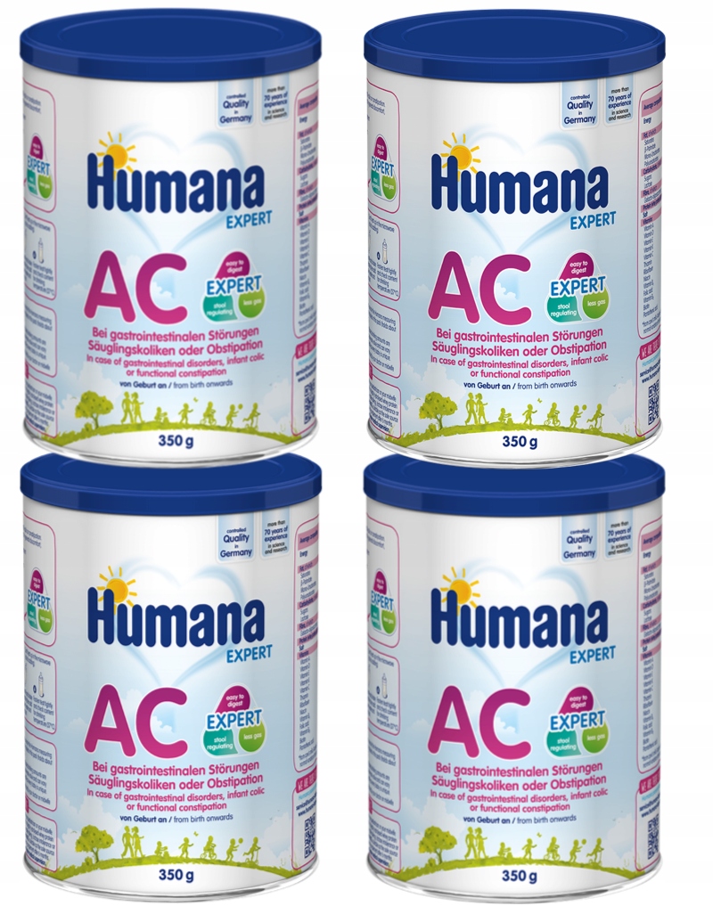 Humana Ac mleko dla niemowląt 0M+ 350 g na kolki wzdęcia i zaparcia x 4szt