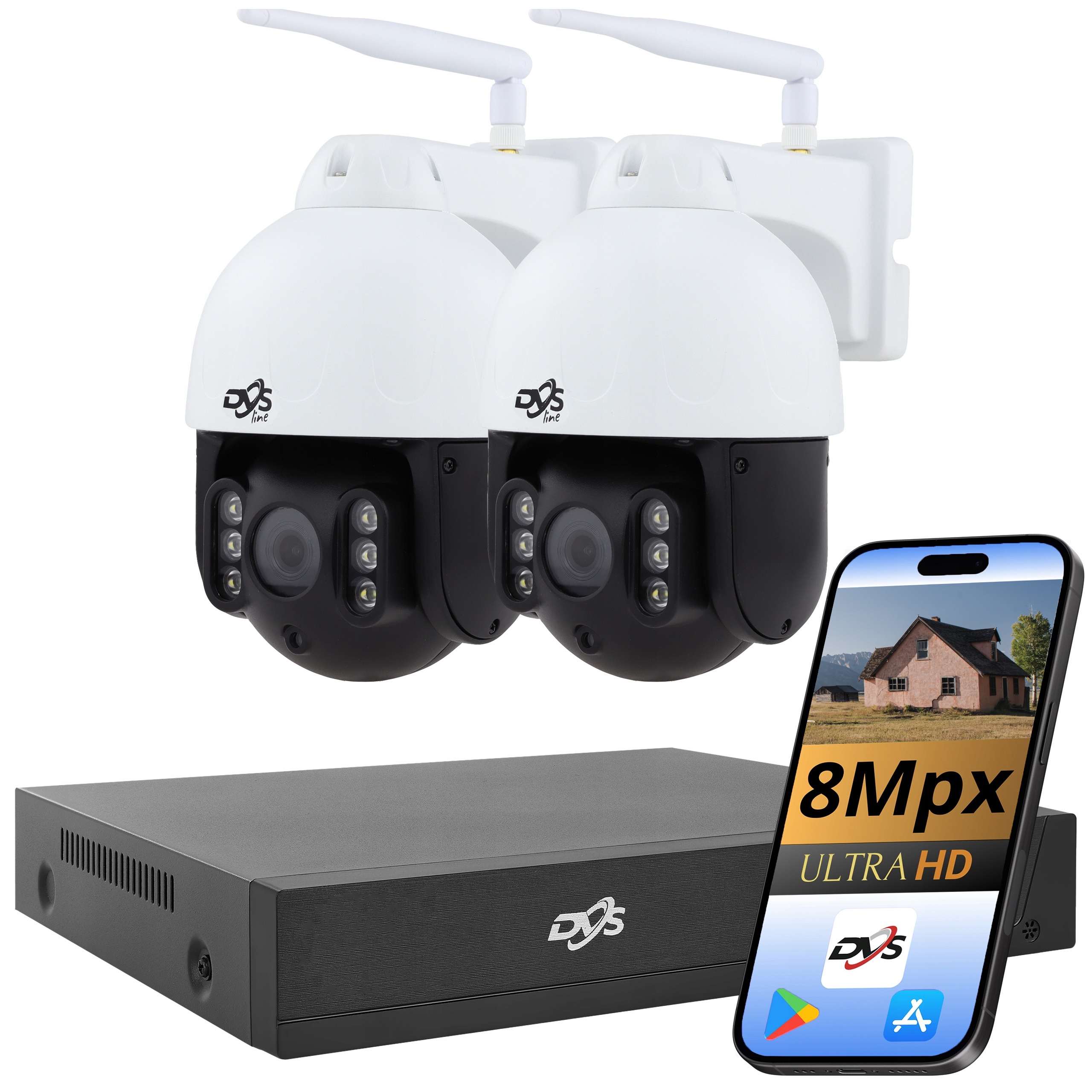 Set 2 Wifi Kamera 8Mpx Rotačná Kamera Bezdrôtová 4K Monitorovanie Dvs