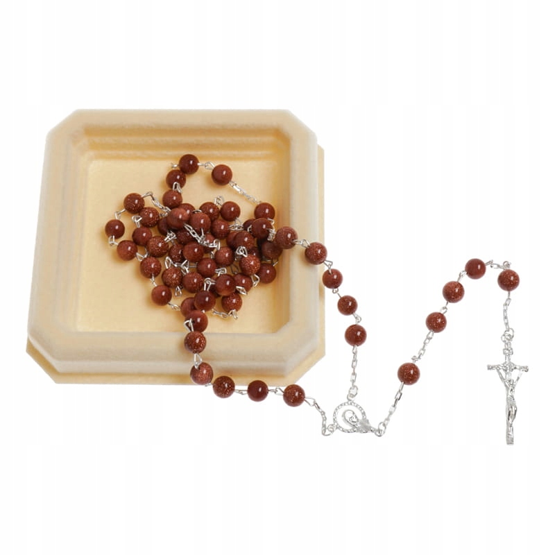 Stříbrný růženec kameny Písek Pouště svaté přijímání