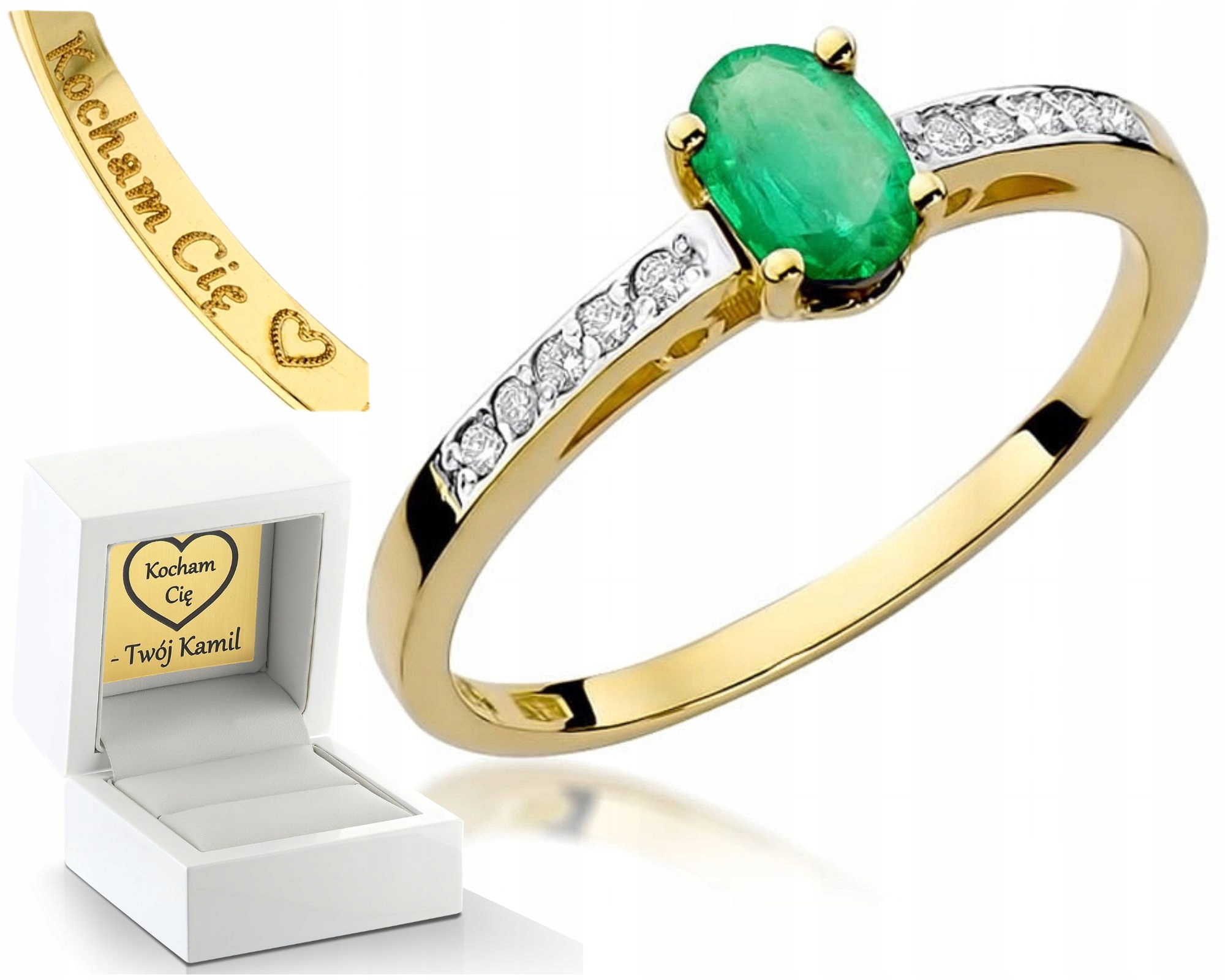 Přírodní Kámen Smaragd Prstýnek Pro Každou Příležitost, Brilianty, Diamanty 14K