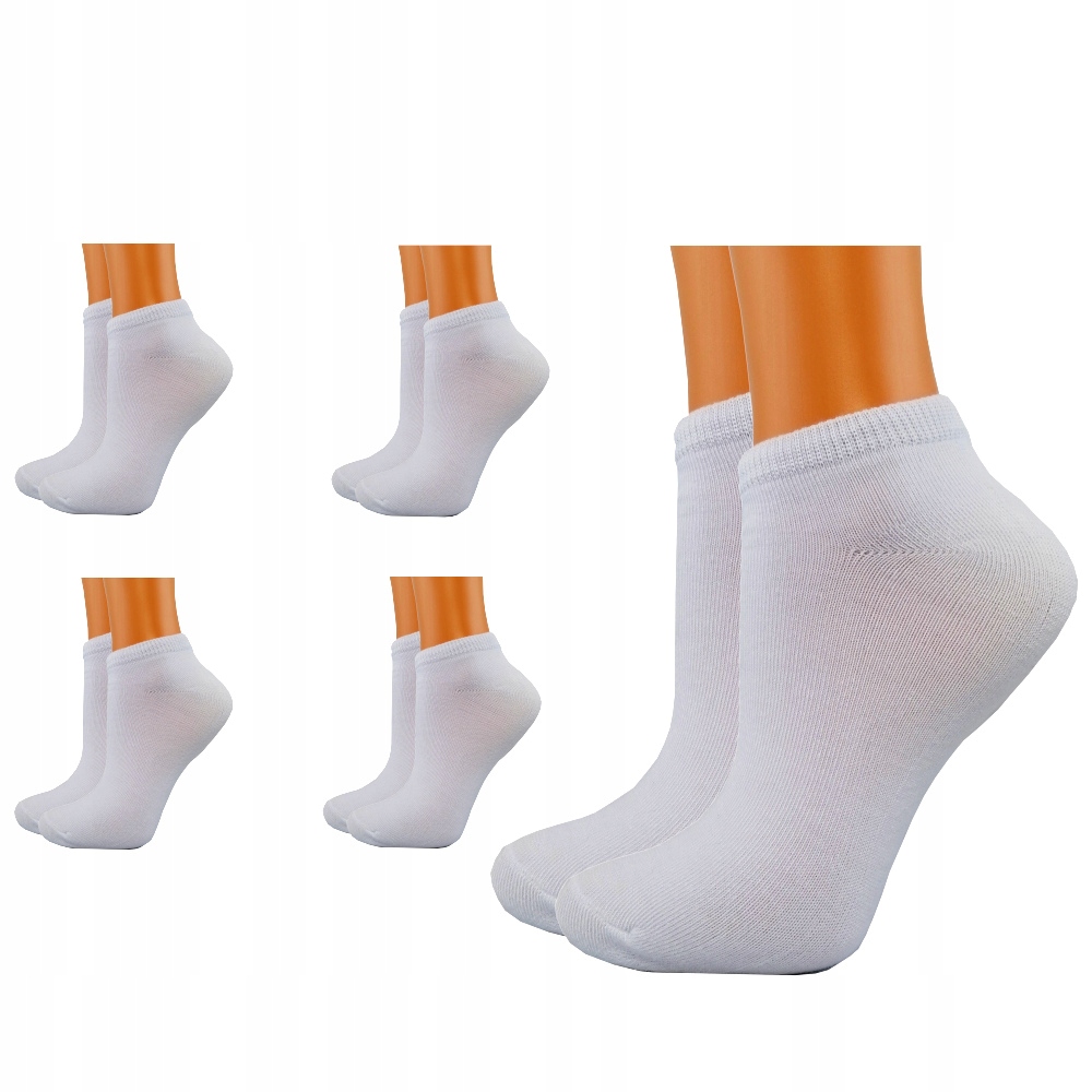 

5 Par Skarpety Damskie Stopki Bambus Krótkie Białe