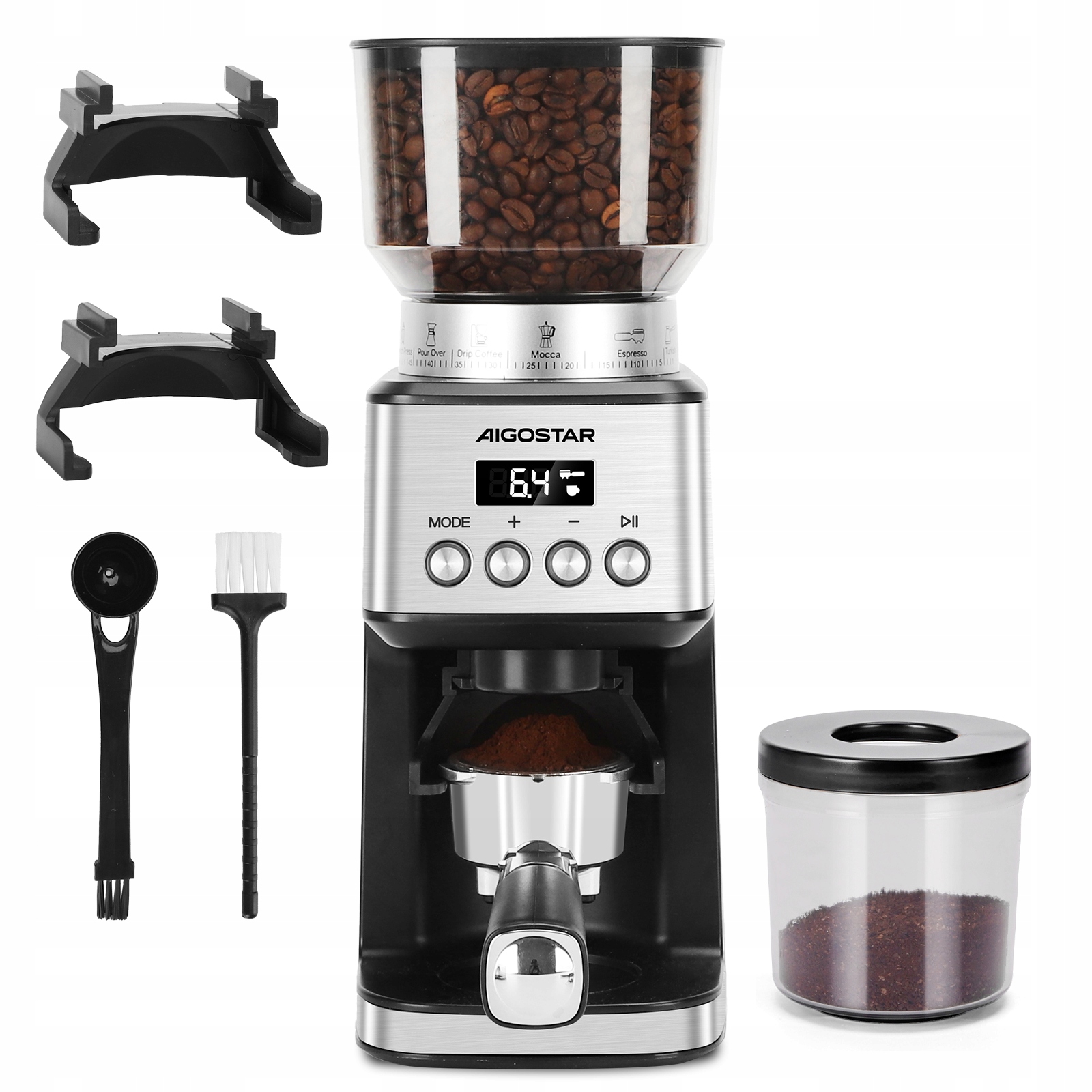 Młynek żarnowy do kawy elektryczny 52 Poziomów Stopnia Mielenia 180W