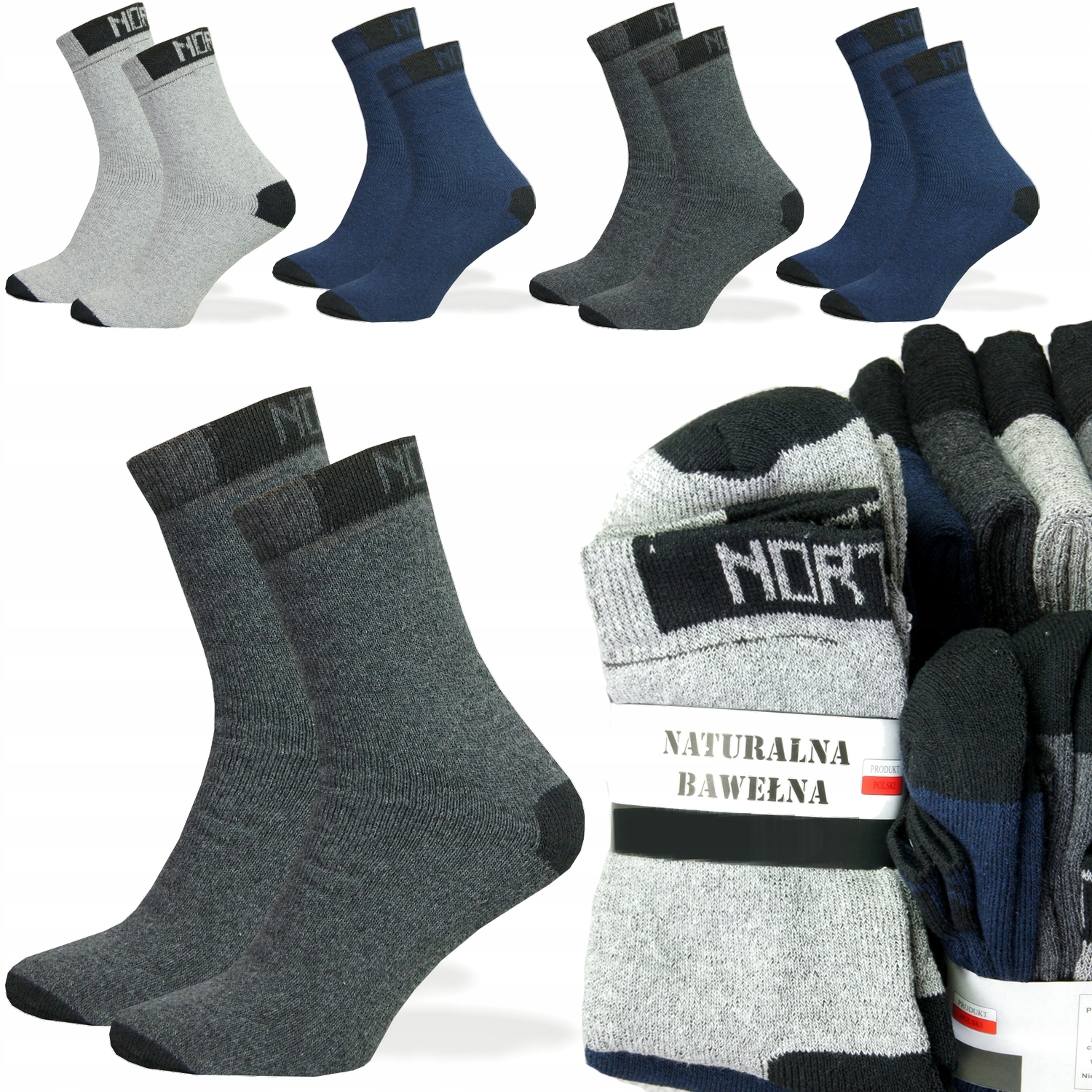 

5x Skarpety Mocne Polskie Bawełniane North 43-46