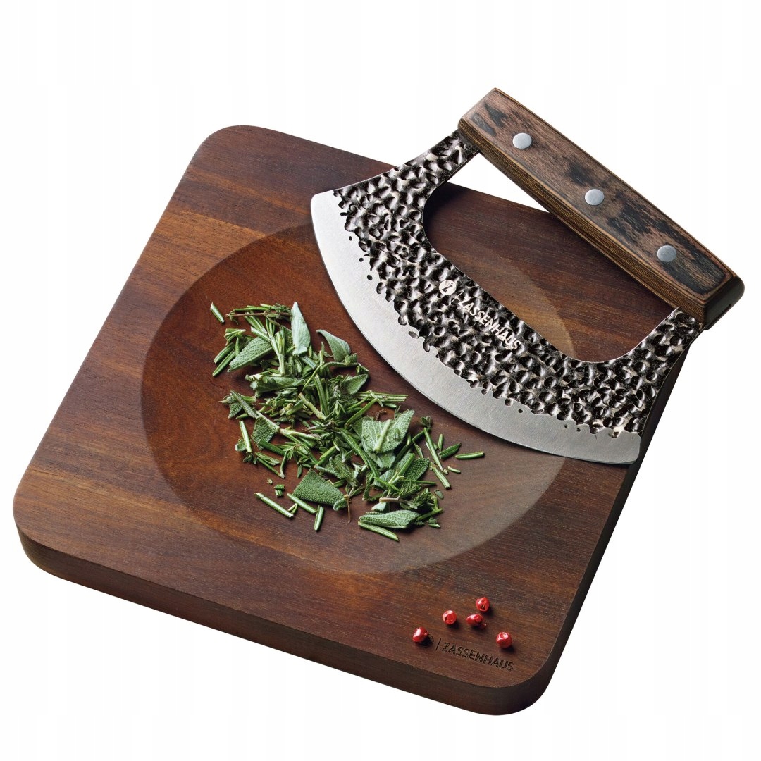 Doska s nožom na sekanie byliniek, 20 x 20 cm