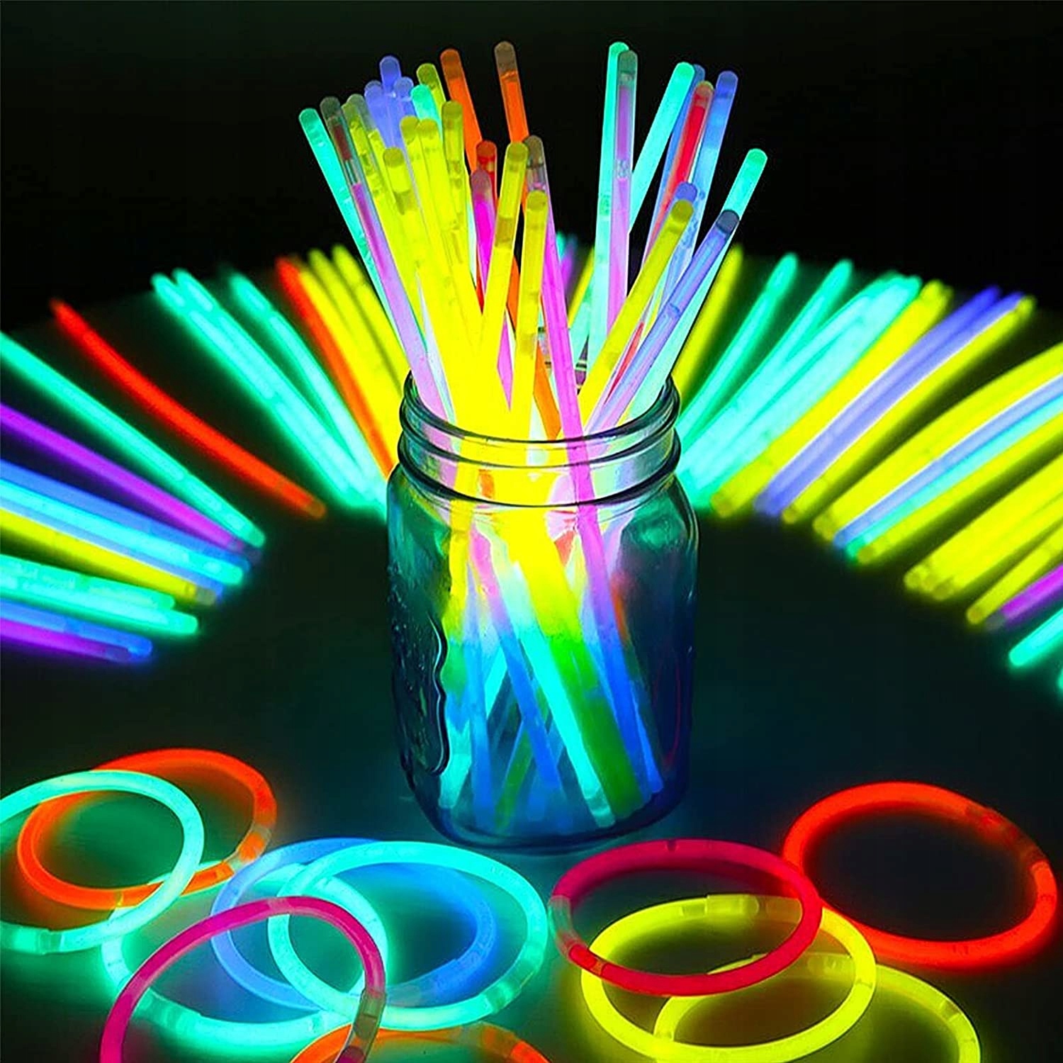 ŚWIECĄCE OPASKI BRANSOLETKI FLUORESCENCYJNE 100szt