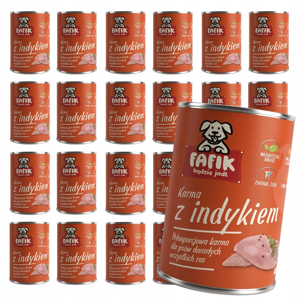 Vlhké Krmivo Pro Psa Plechovka Fafik S Krůtím Masem 24x400G Pro Dospělé Psy