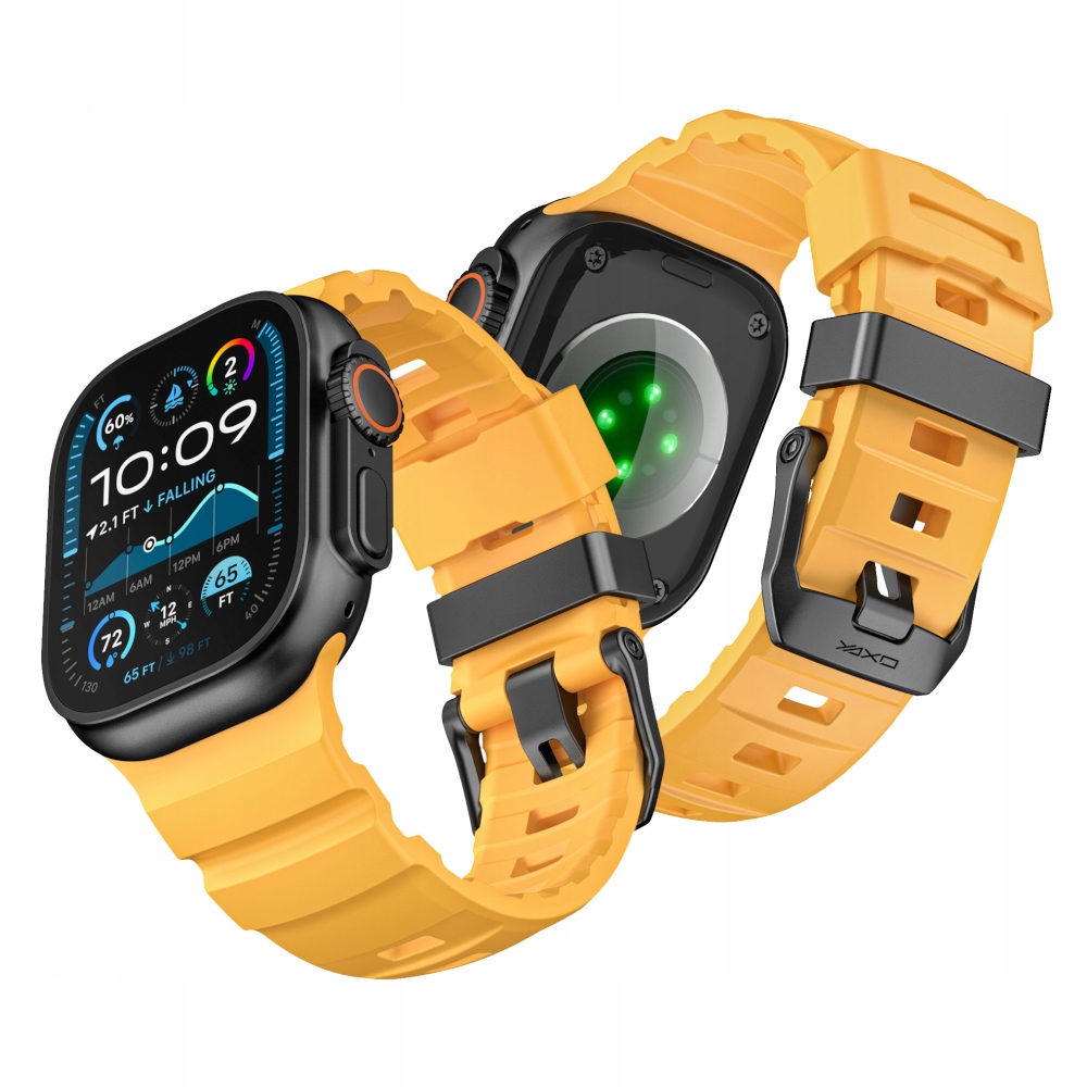 Yaxo Pasek do Apple Watch 44/45/46/49 mm Fkm mocny pasek żółty