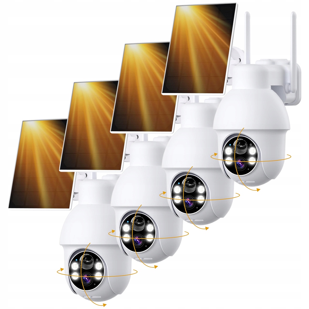 Venkovní Solární Kamera 5MPX Wifi Otočná Hd IP65 Zoom 4X Alarm 4ks