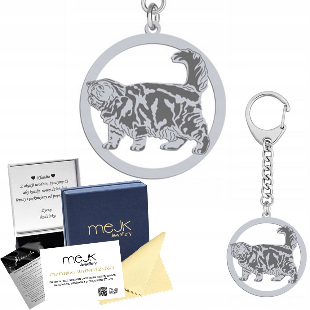Přívěsek Na Klíče Exotická kočka 925 Šperky Dárek Gravírování Bonus