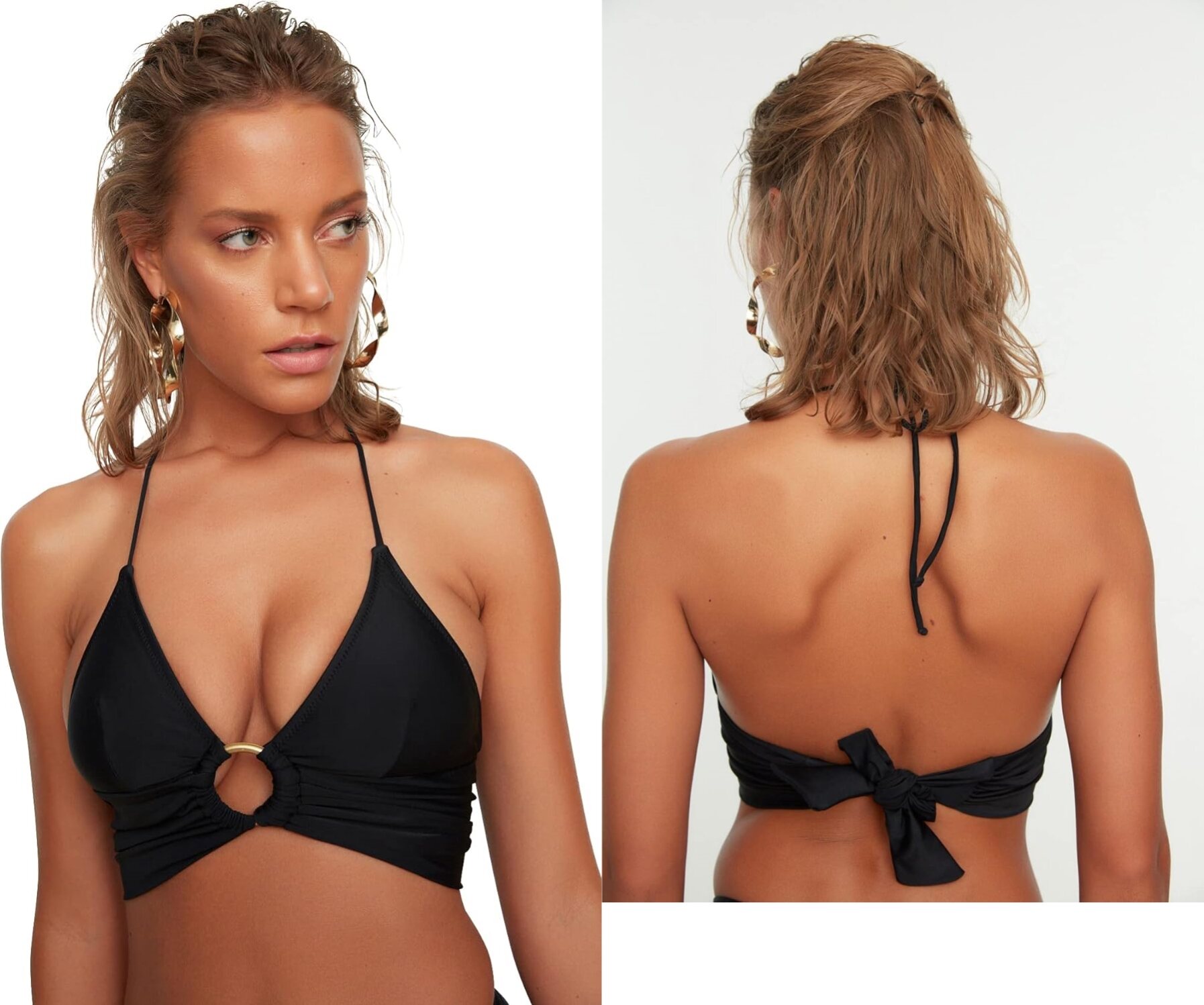 Trendyol czarna wiązana góra od bikini 44