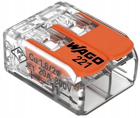 Univerzální rychlospojka Linka/drut 2x 0,2-4 mm2 Wago 221-412, balení 100 ks