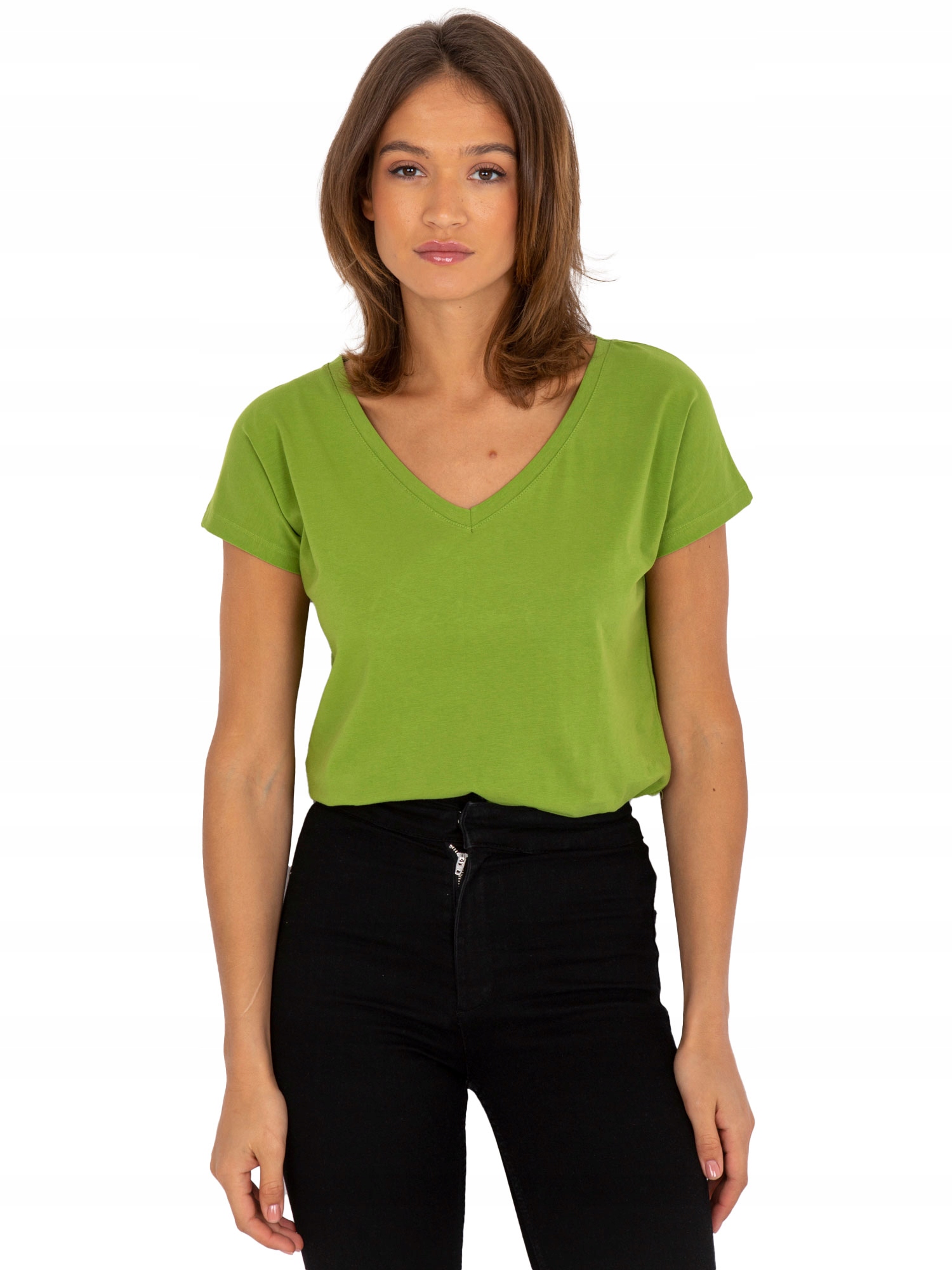 

T-shirt Damski Koszulka Bawełniana V-neck Serek