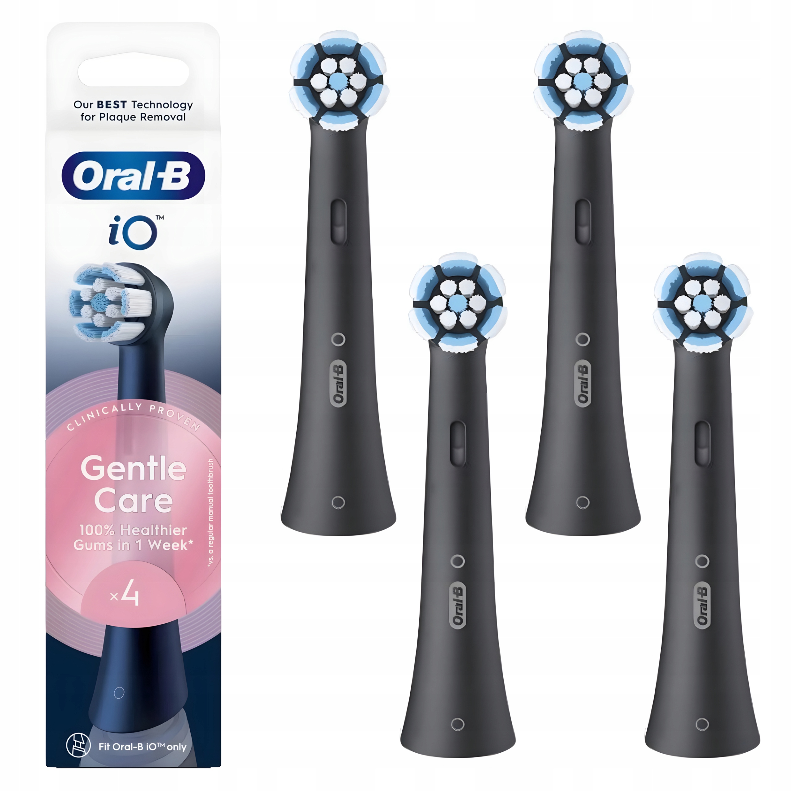 Oryginalne Końcówki do Szczoteczek Oral-B iO Gentle Care Black- 4 szt