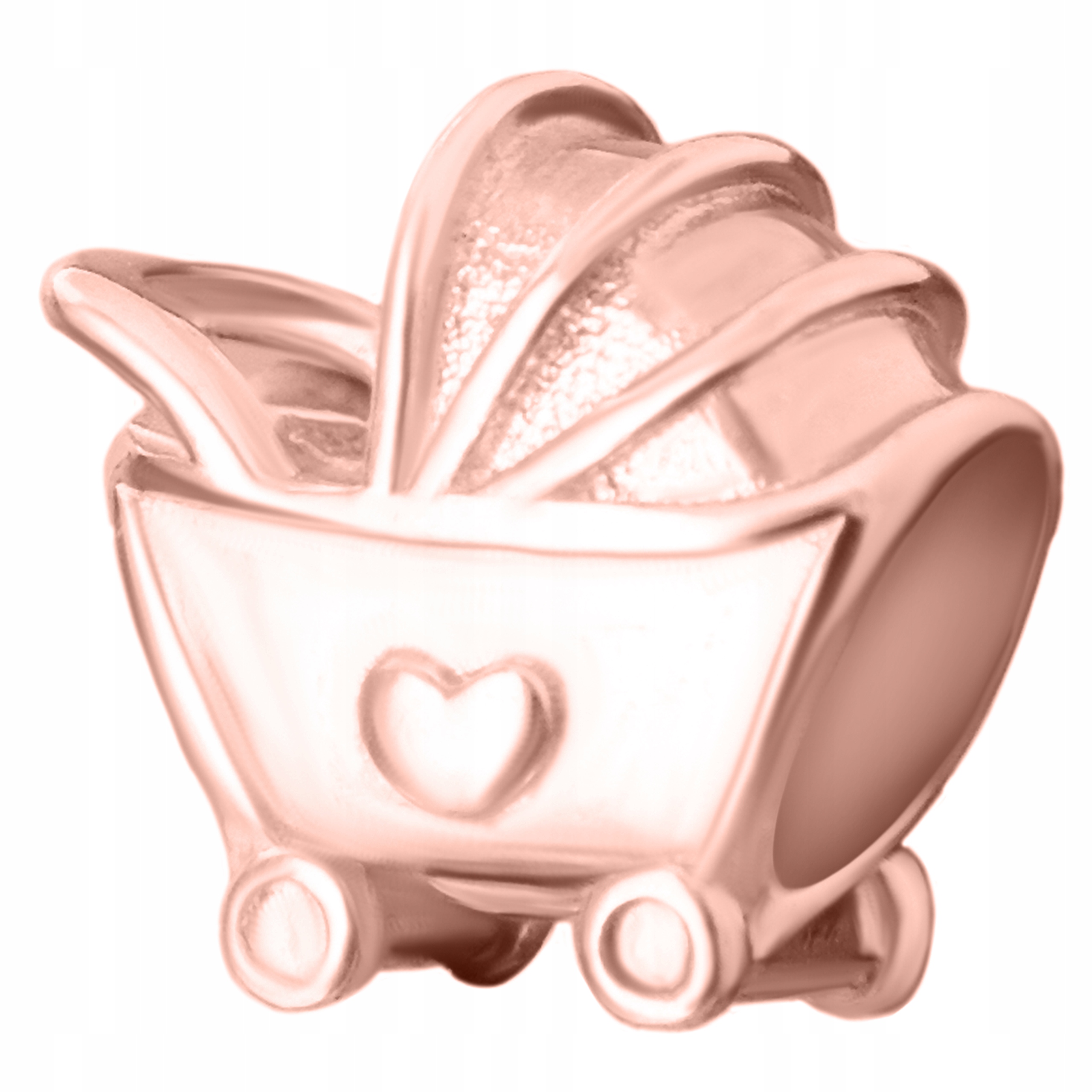 Charms Pozlacený dětský kočárek Rodina Family Korálek Srdce Stříbro 925