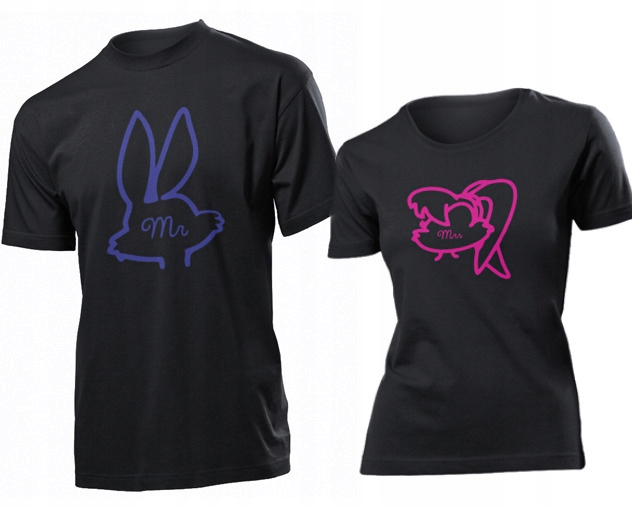 

Koszulki dla par Mr And Mrs Królik Komplet S