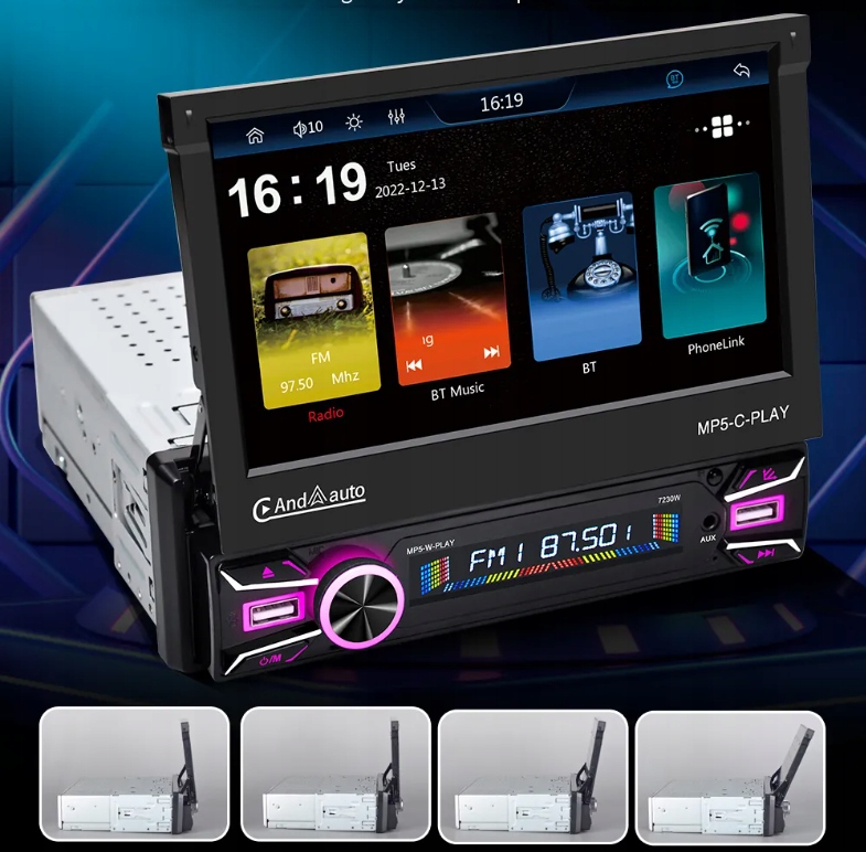 Radio Samochodowe 1DIN 7"Bluetooth USB AndroidAuto/Carplay Wys Ekran kamera Marka MAXXER