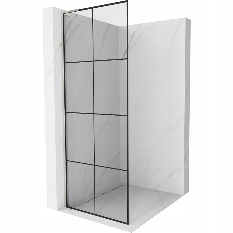 Mexen Kioto L zástěna sprchová Walk-in 80 x 200 cm, černý vzor, kartáčovaný