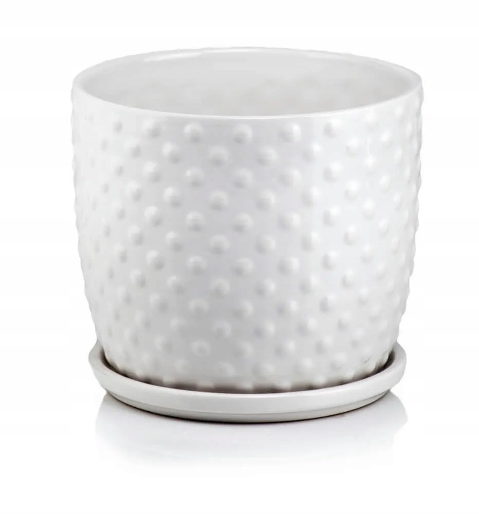 Ceramiczna Doniczka Z Podstawką 25 x 21 cm Biała