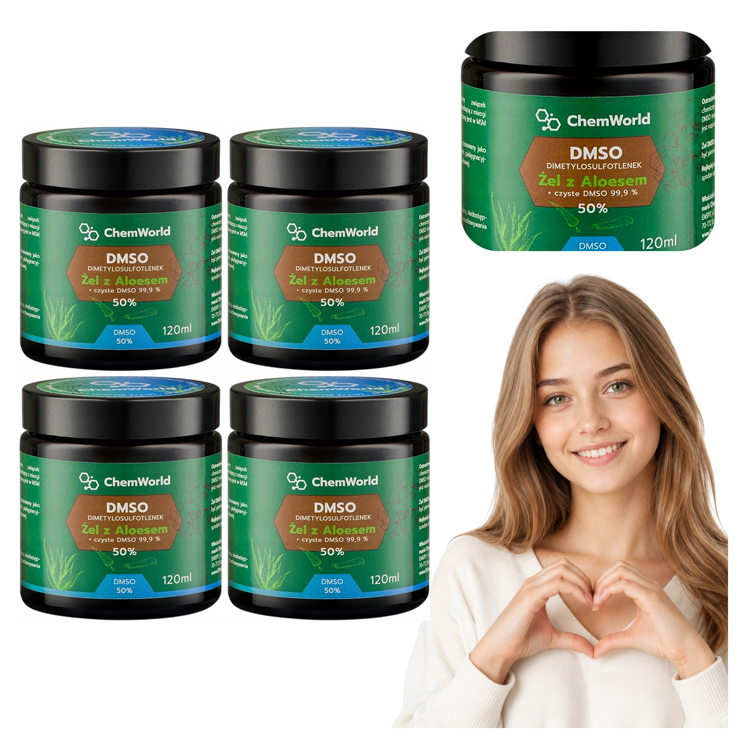 4x Żel Dmso 50% Chemworld Aloes Dimetylosulfotlenek 120 ml Aloe Vera Czda