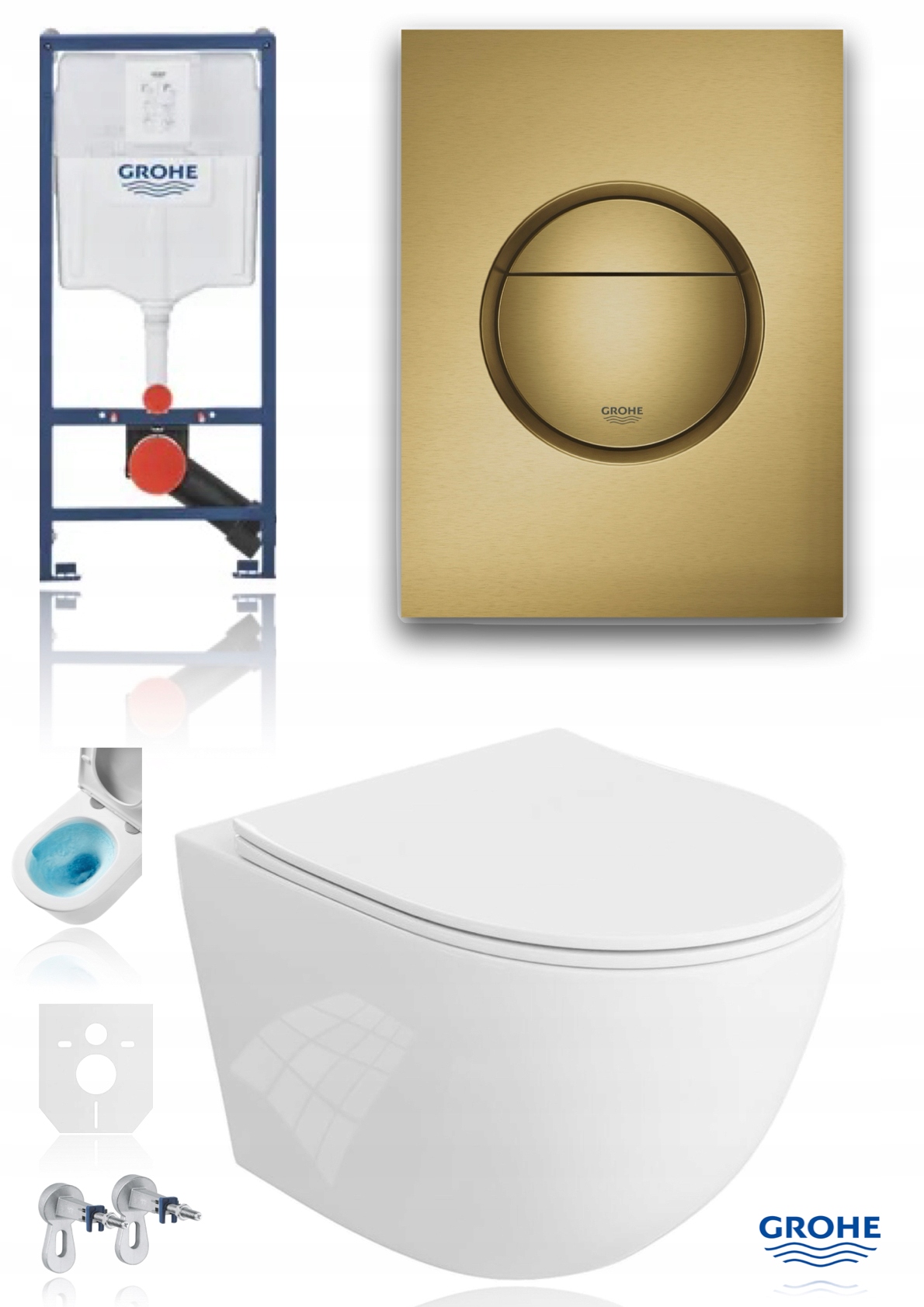 Grohe stelaż Podtynkowy zestaw Miska Wirowa Wc złoty szczotkowany 37601GN0