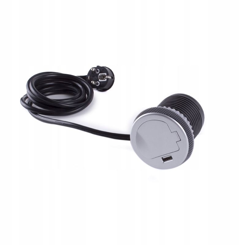 Stolní zásuvka Single Box barva hliník Usb otevíratelná z desky