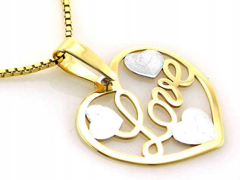 Dvoubarevný zlatý přívěsek 585 srdce Love, váha 0.87 pro ženu dárek