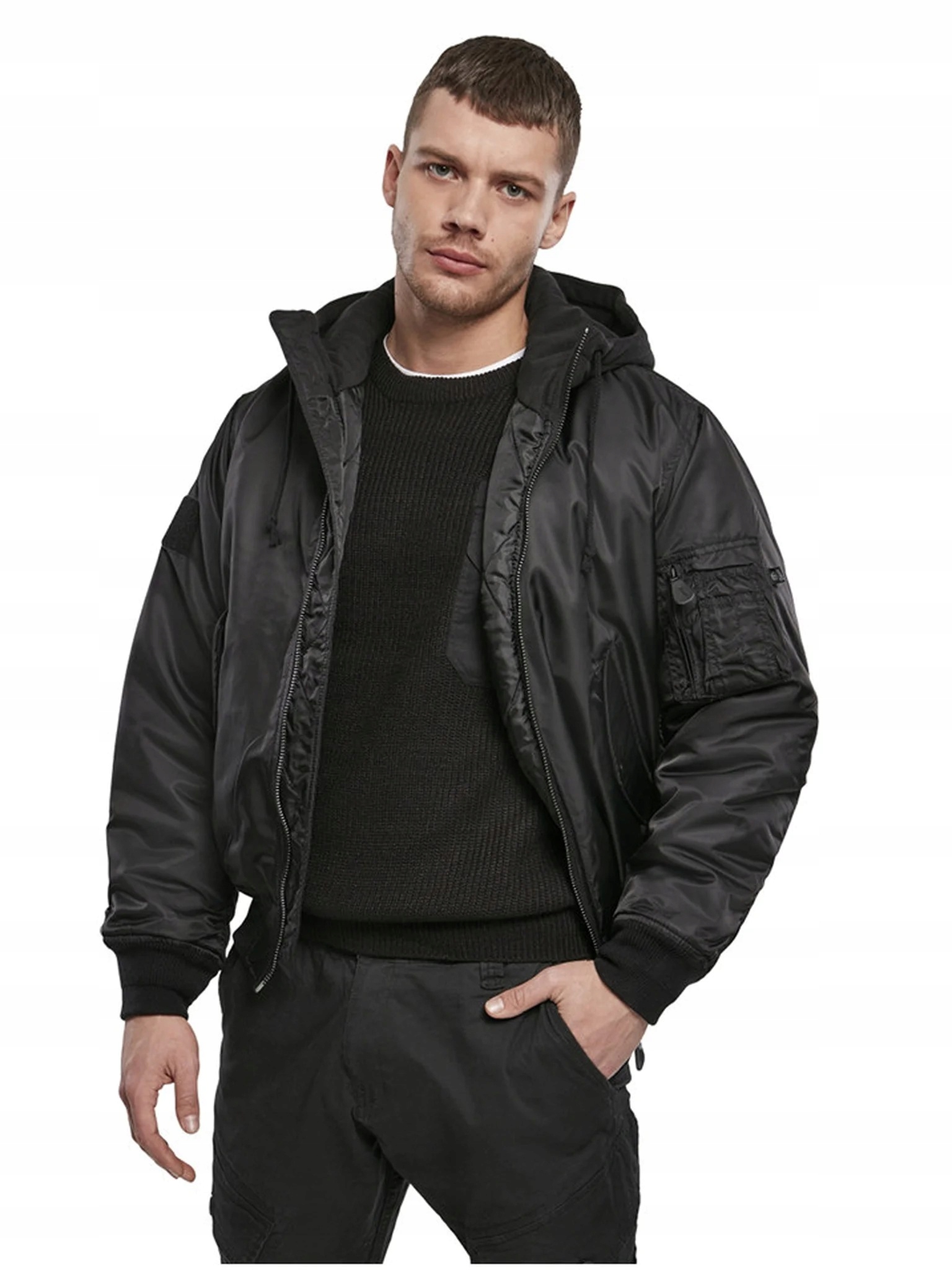 Brandit Černá Bomberová Bunda S Kapucí A Zipem XL 6FA