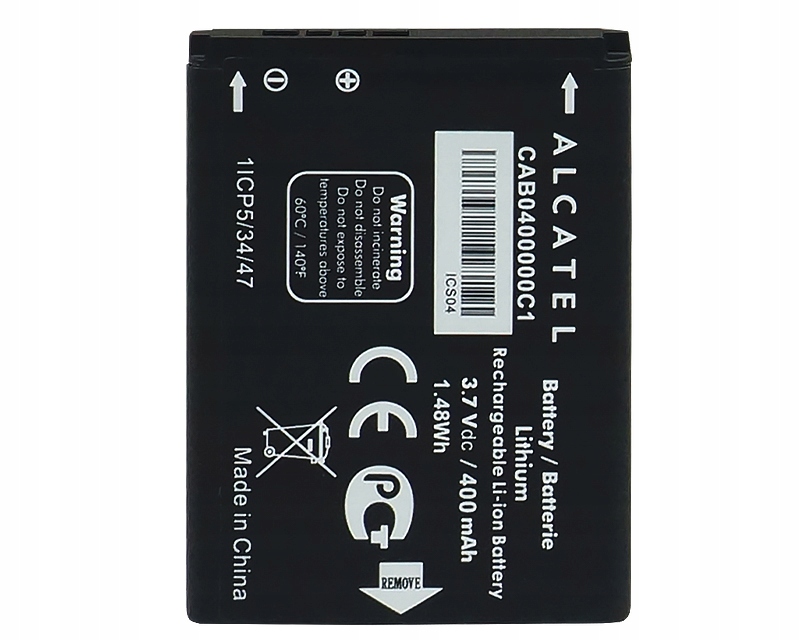 ORYGINALNA BATERIA ALCATEL CAB0400000C1 OneTouch 103 103A 105 105A OT-2012D Technologia wykonania akumulator litowo-jonowy