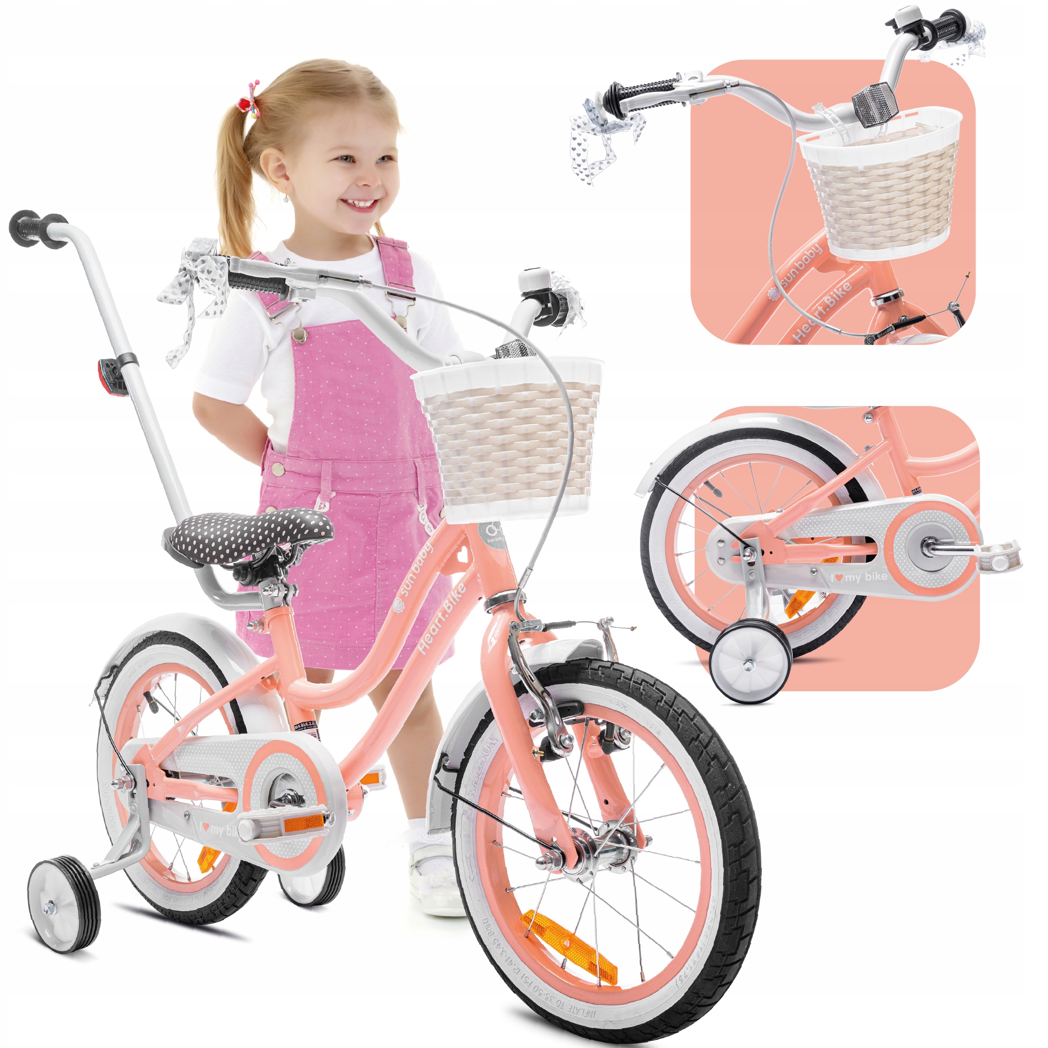 Rowerek dla dzieci dziecięcy 3-5 latka rower 14 cali kółka boczne prowadnik