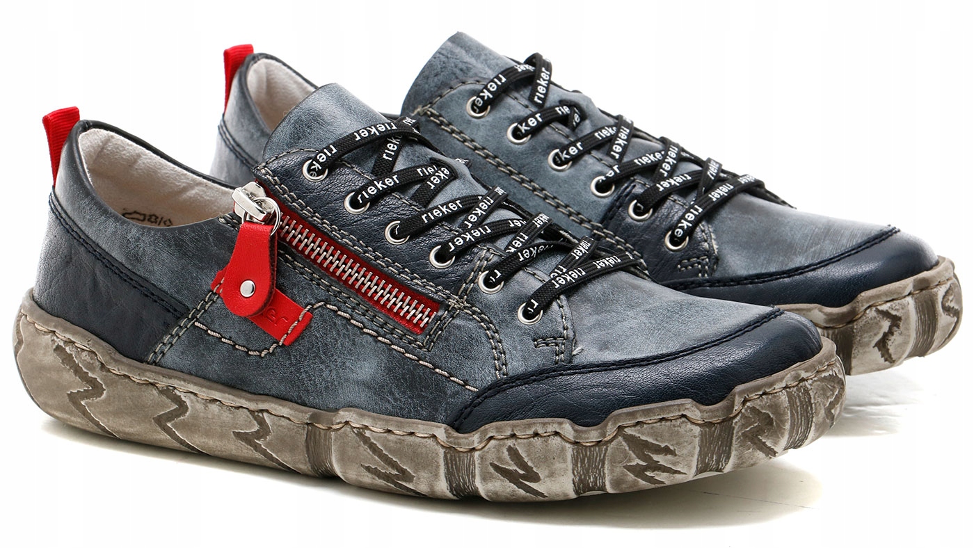 RIEKER-L0302-14 gra r39 Kolor niebieski