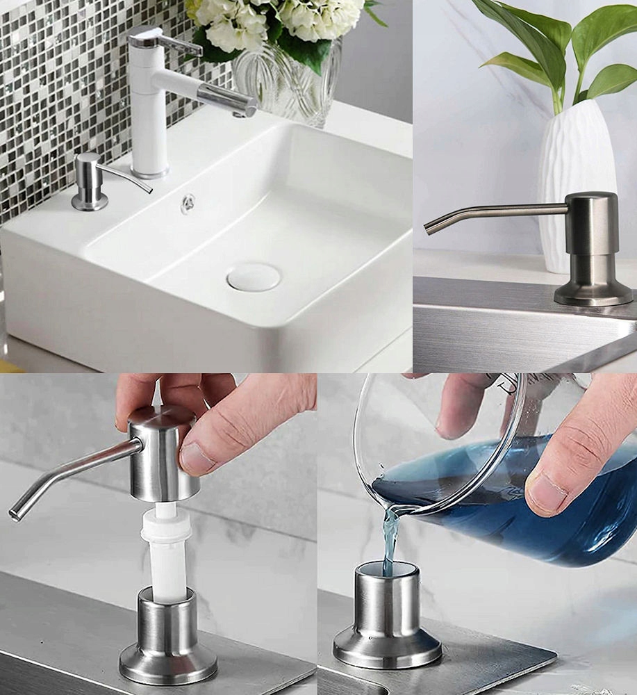 DOZOWNIK PŁYNU NACZYŃ MYDŁA SREBRNY ZLEWOZMYWAK Kolor pompki chrom