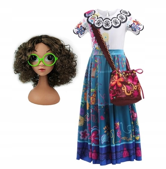 SUKIENKA STRÓJ PRZEBRANIE ENCANTO MIRABEL MADRIGAL BAL KARNAWAŁ 128 134 CM