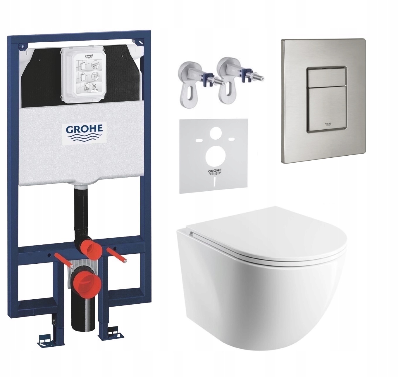 Sada Stelaz Grohe Wc Miska Omnires Tornado, Tlačidlo nerezová oceľ mat