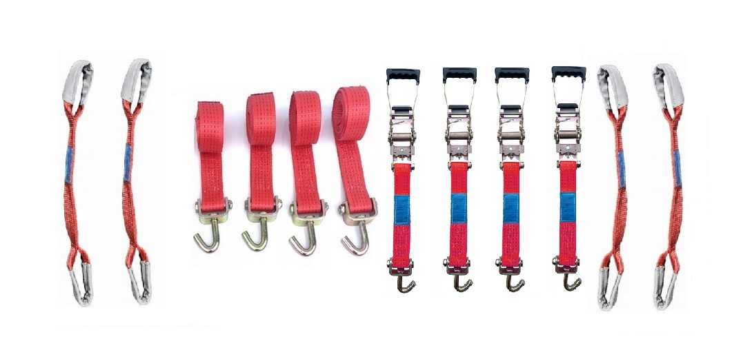 Pásy pro automobilový odtahový vůz 4T 3M s popruhem 45 cm, pogumovaná rukojeť, otočné háky