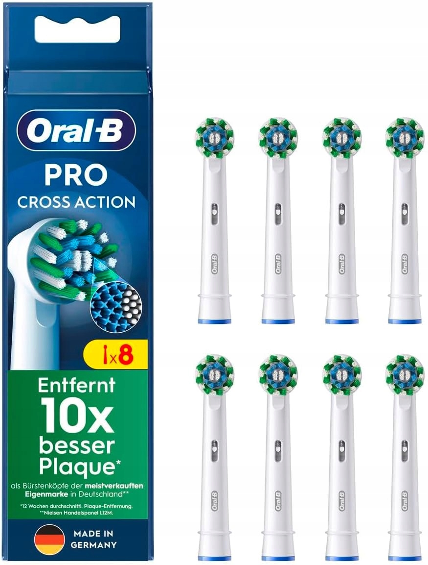 Oral-b Pro CrossAction Oryginalne końcówki do szczoteczki 8 szt. białe