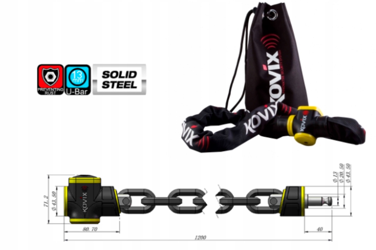 Цепь безопасности с сигнализацией KOVIX KCL10-120