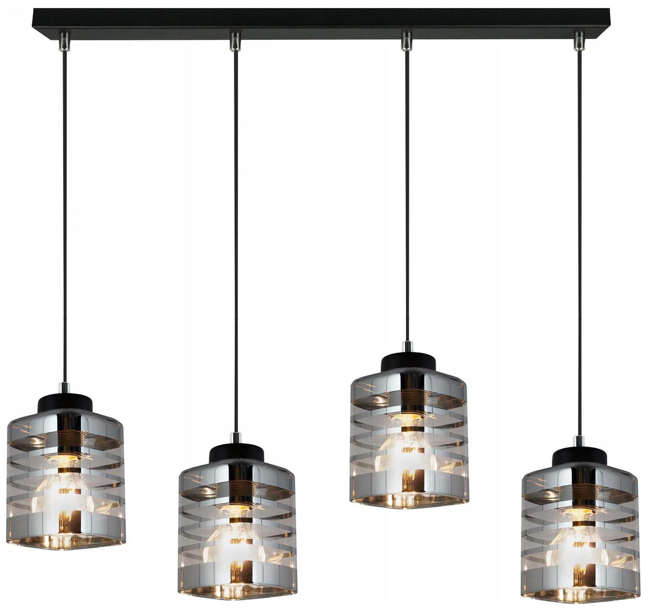 Lampa Led Wisząca Szyna Klosze Szklane Chrom Grafit Czarny Sufitowa Lustro