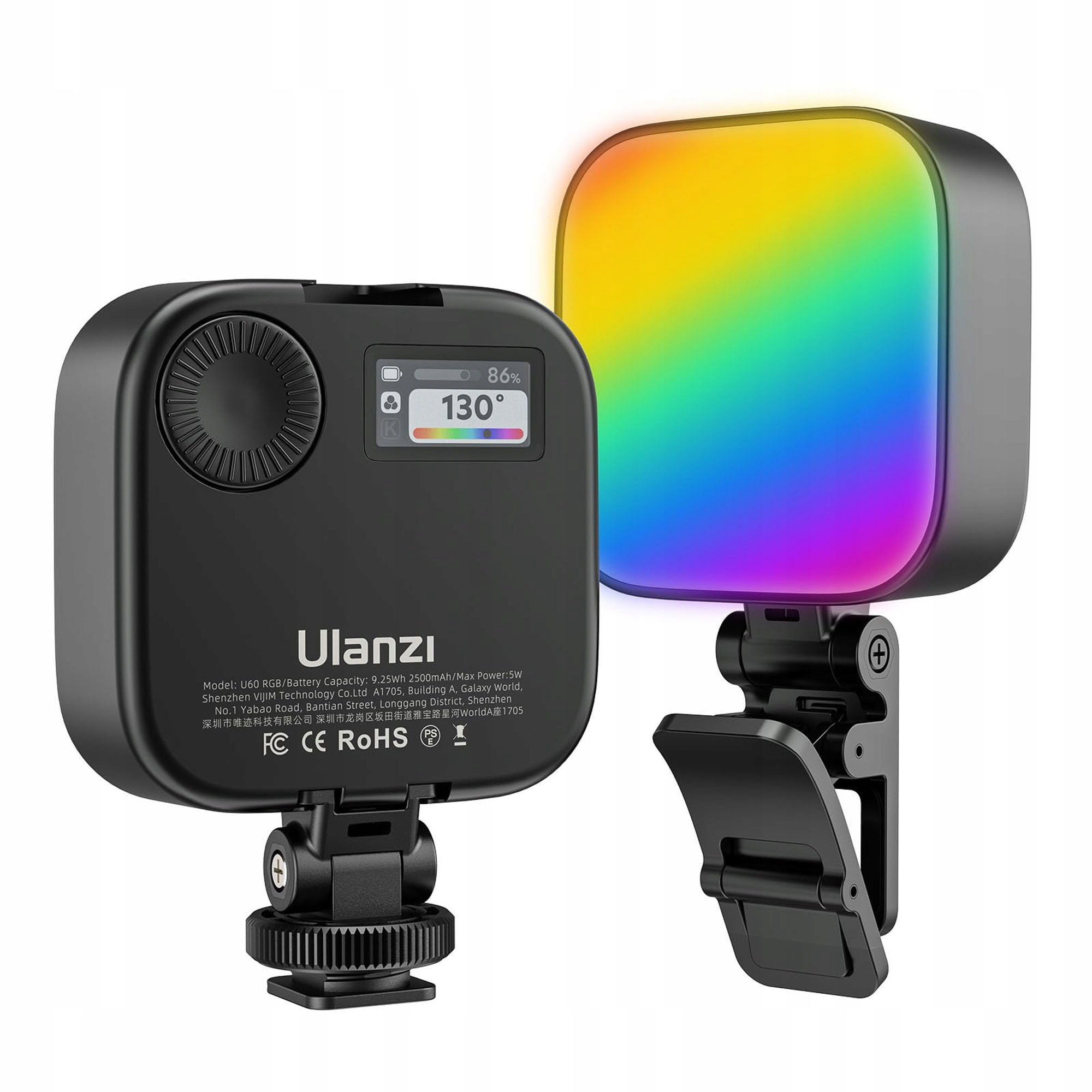 Ulanzi U60 Lampa Led Fotograficzna Z Klipsem Rgb Wb 2500-9000K 2500 mAh