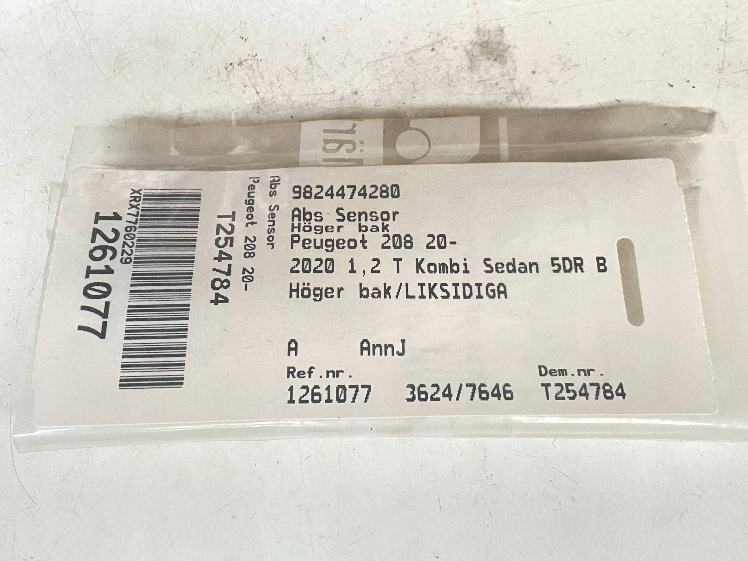 Sensor ABS heck PEUGEOT 208 II 9824474280 @M