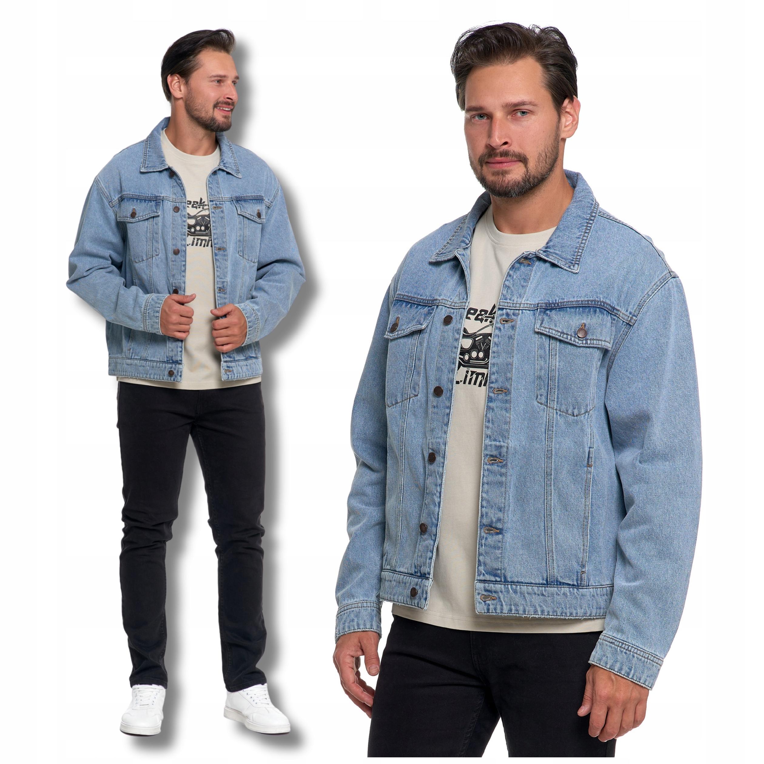 Pánská Džínová Bunda Katana Klasická Módní na Knoflíky Bavlněná Moraj XL