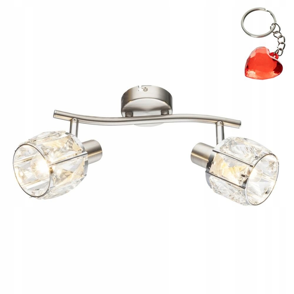 Lampa reflektor spot do salonu 2xE14 kryształowa chrom Kris 54356-2 Globo