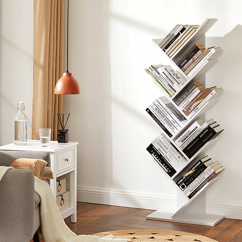 Regał na książki 50x141,5x25 cm W KSZTAŁCIE DRZEWA DO POKOJU SALONU BIAŁY Materiał płyta wiórowa