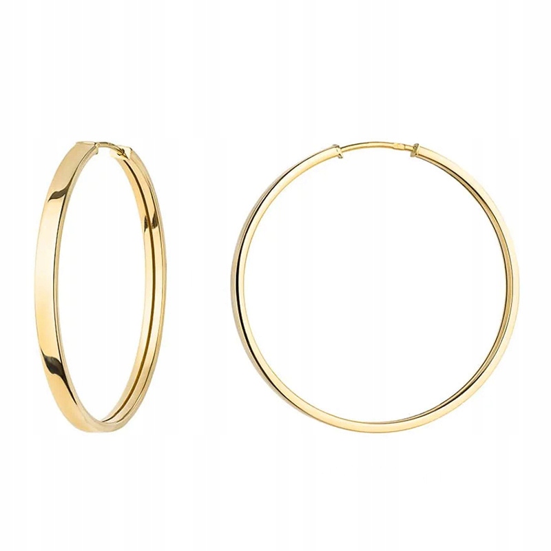 Okrągłe Złote Kolczyki pr. 585 Kółka Koła 37mm 14k