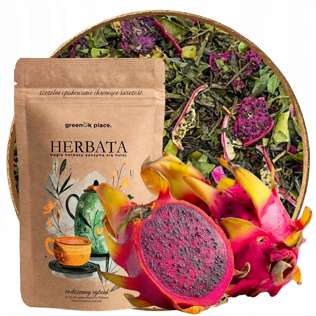 Zelený Čaj Dragon Lime 1000g sypané listy pitahaya s příchutí dračího ovoce limetka