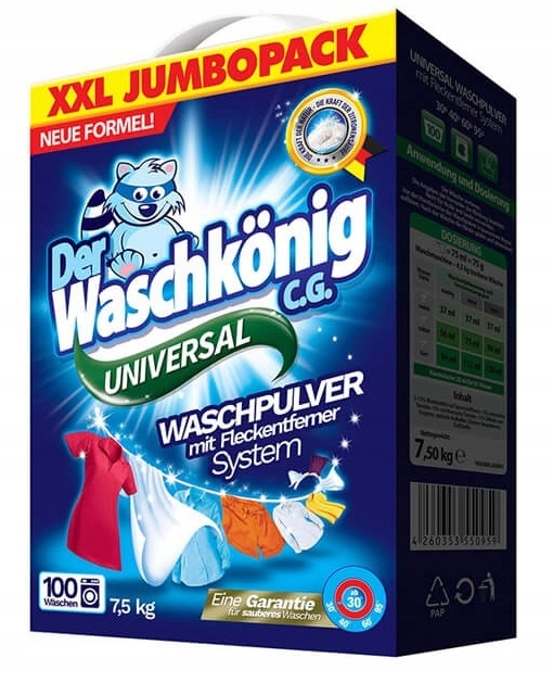 

Waschkonig Proszek Do Prania Univer 7.5KG 100 Prań