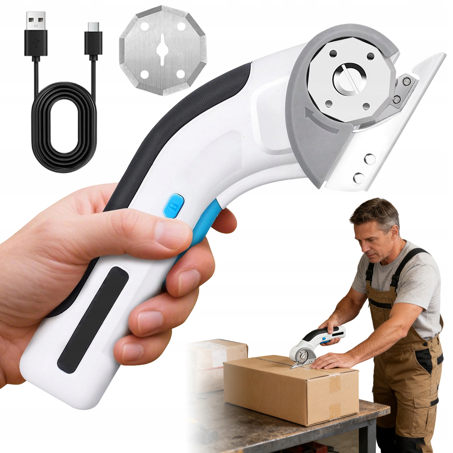 Elektrické Nůžky S Led Pro Stříhání Plsti Z Kartonu Kůže 320 Ot/min S Krabičkou